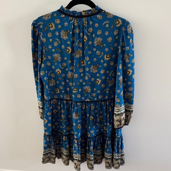 Veronica Beard Hawken Blue and Gold Long Sleeve Dress - Picture 6 of 6